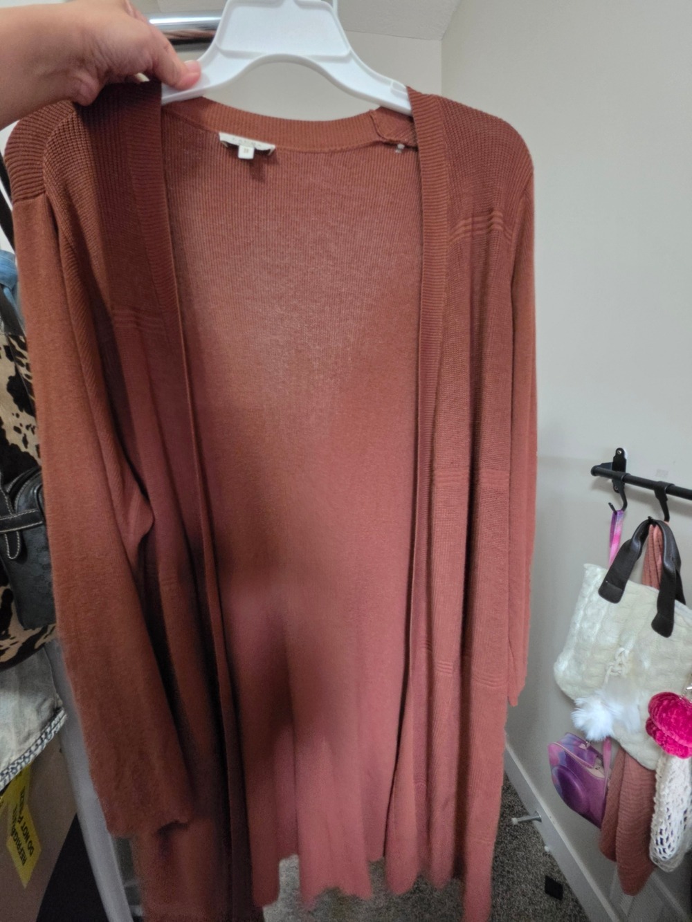 Laura Womens Cardigan Rust Brown 2X